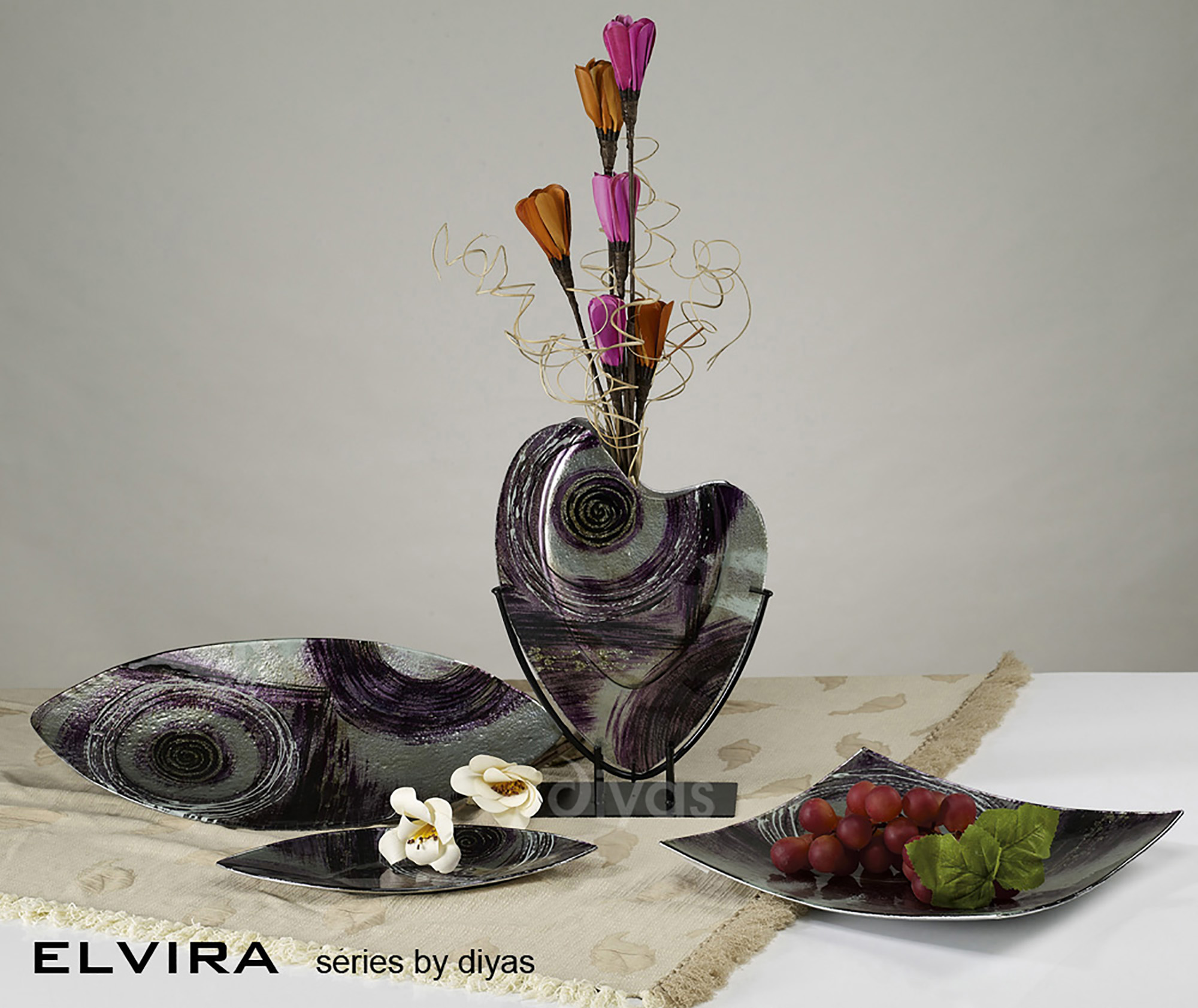 Elvira Glitter Art Glassware Diyas Home Platters